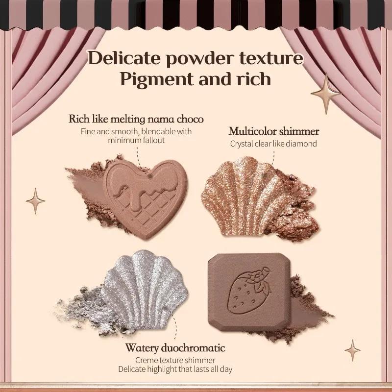 Flower Knows Chocolate Shop Palette de fards à paupières hautement pigmentée Shimmer Mat Glitter Ombre