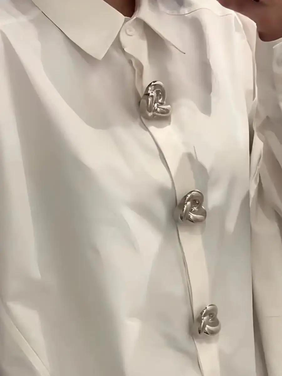 Nouvelle marque de luxe Design vêtements blanc noir surdimensionné boutons chemisiers et chemises en coton femmes