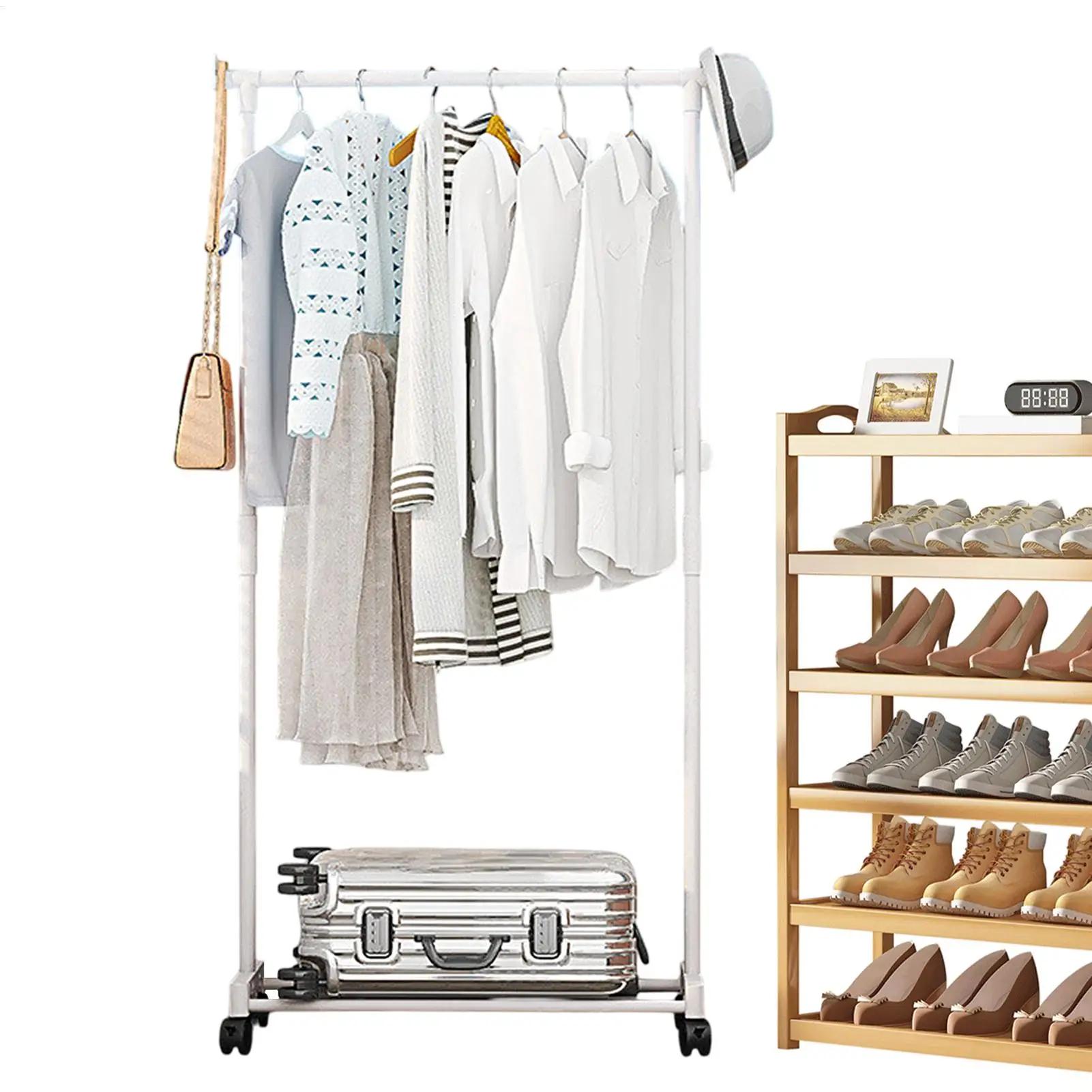 Porte-vêtements robuste pour rangement saisonnier avec étagère inférieure, sur roulettes, pour placard, entrée, salon