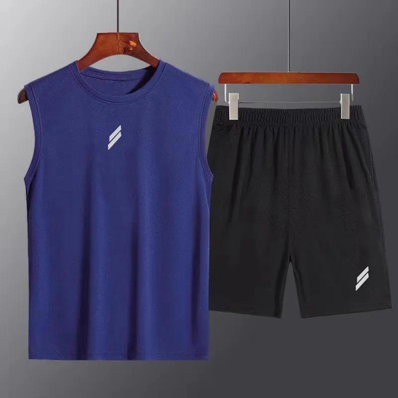 Ensemble fitness homme été - Gilet + short séchage rapide maille ventilation course