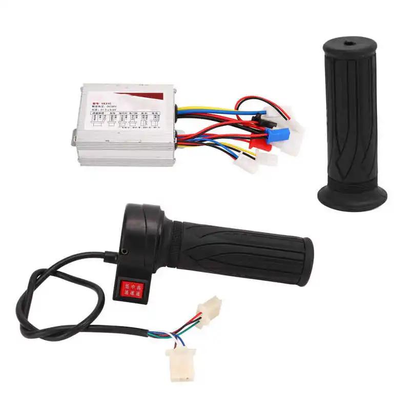 Contrôleur de moteur de vélo électrique 12V/24V/36V 500W brossé et 3 poignées d'accélérateur pour vélos et Tricycles électriques