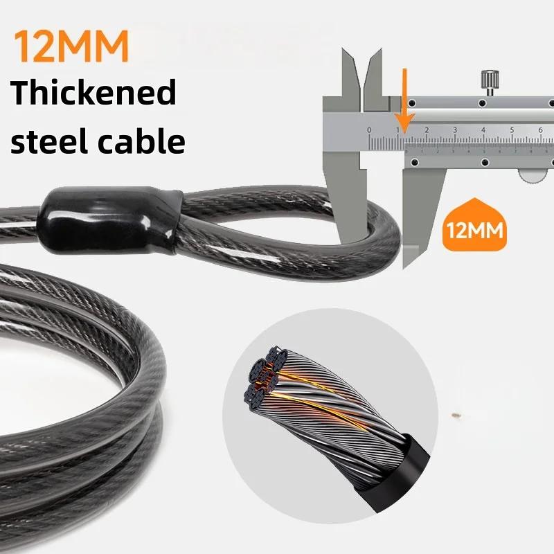 Antivol de chaîne pour vélo, 1,2 m, antivol de sécurité pour moto, vélo, etc.