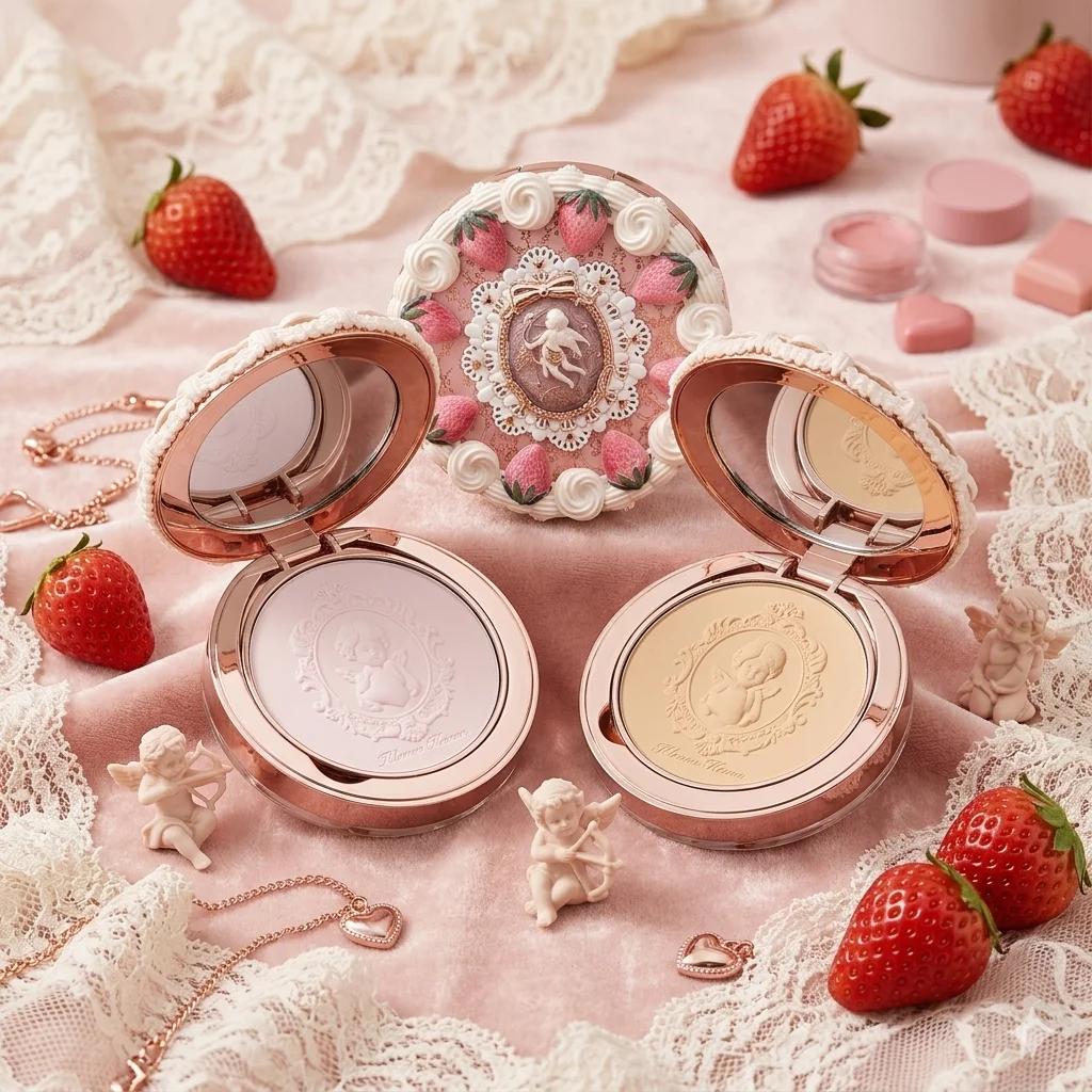 Flower Knows Poudre Compacte Strawberry Cupid Mat Douce Contrôle du Sébum
