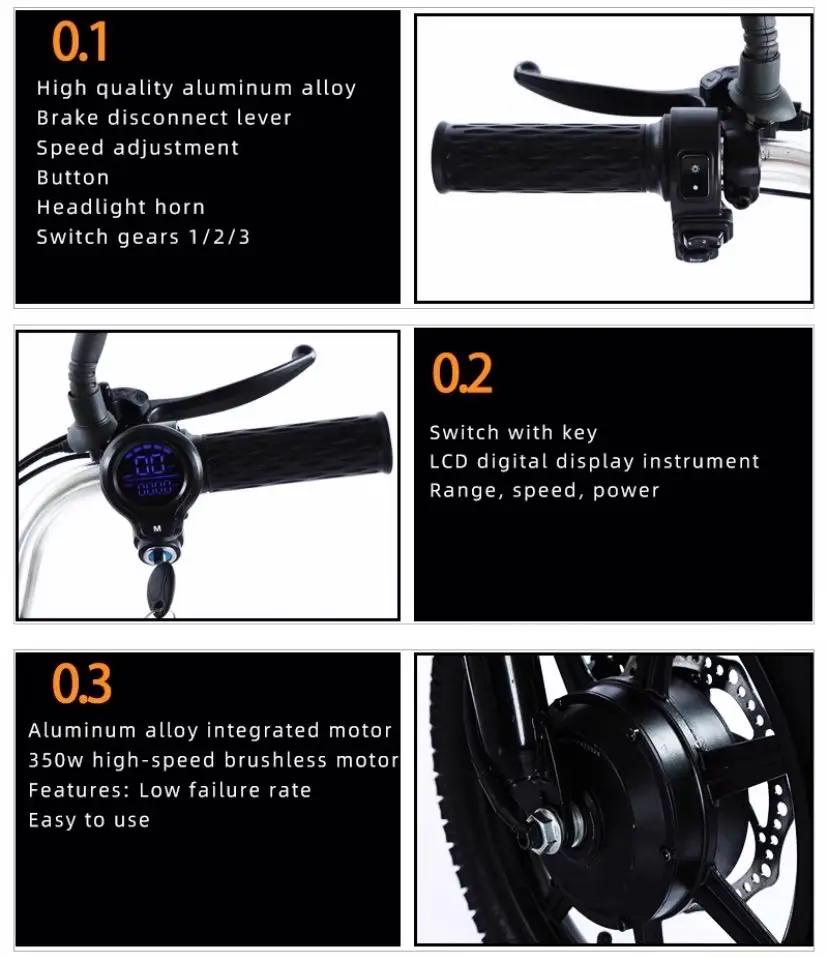 Vélo électrique pliant pour adultes, tricycle électrique à trois roues, siège passager, grand panier, 14 pouces, 48V, 350W