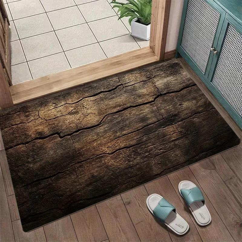 Tapis de porte extérieur durable avec motif bois rustique, idéal pour terrasse, camping-car et jardin