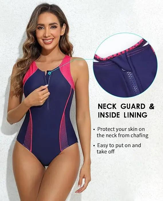 Maillot de bain une pièce femme Anfilia - Design couleur bloc à séchage rapide pour natation
