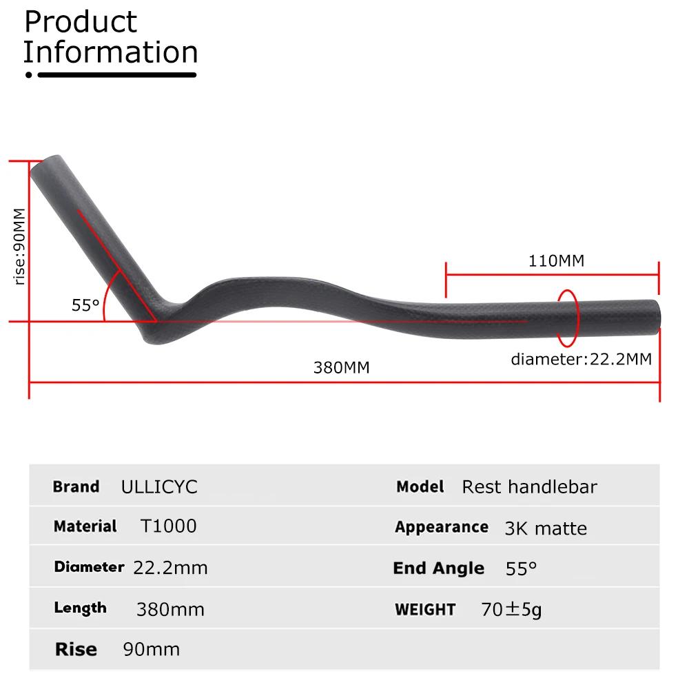 Corde LICYC-Guidon de vélo de route TriDuvet contre la montre, assistance de vélo entièrement en carbone 3K, rallonge de guidon aérodynamique avec clip, 35 °, 55 °