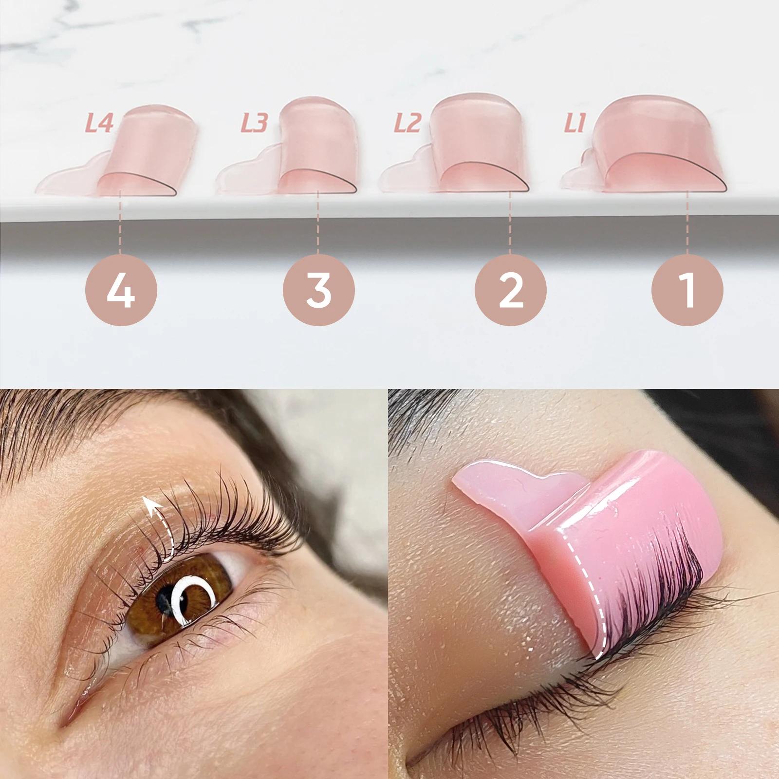 Libeauty nouveau 4 paires de colle gratuite Silicone cils Perm tige bouclier