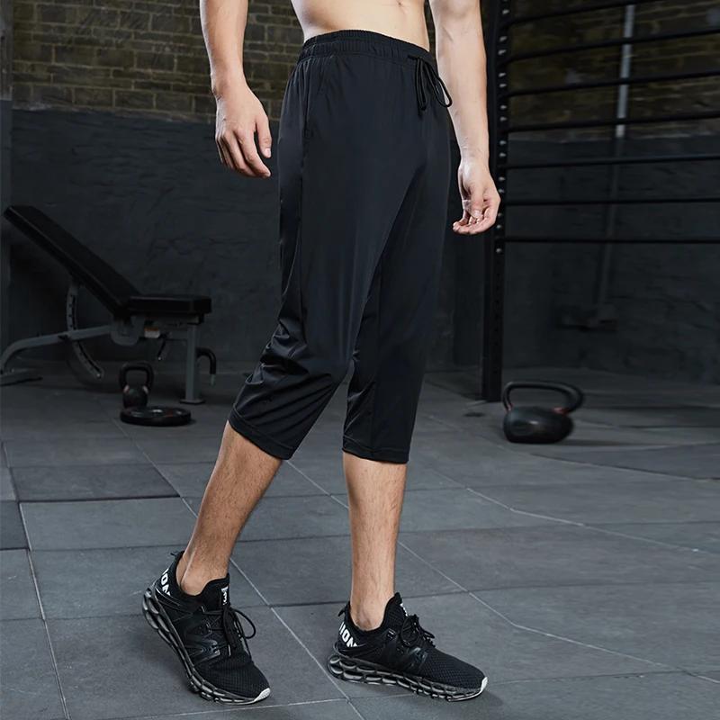 SONECHOKI été course mollet longueur pantalon hommes noir