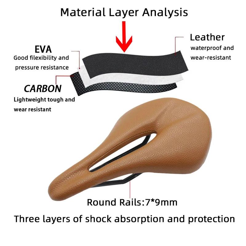 Selle de vélo selle en carbone vtt/route 143/155MM coussins en carbone en cuir Super léger Rails en carbone siège de vélo pièces de siège de vélo