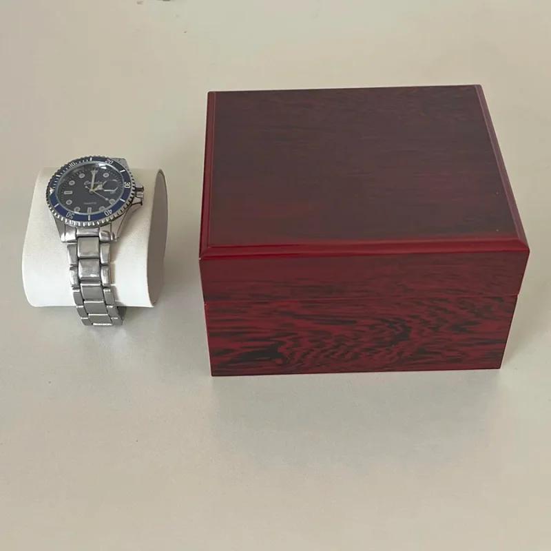 Boîte de rangement haut de gamme pour 1 montre, en bois, peinte en rouge, comme une boîte à bijoux, avec un briquet inclus, parfaite pour ranger les montres.