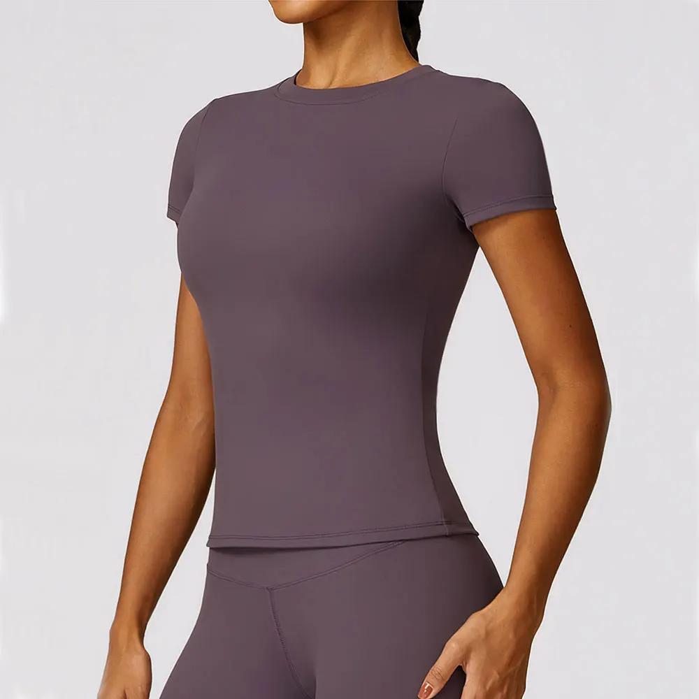Haut de yoga sans couture pour femmes - T-shirt fitness manches courtes et respirant