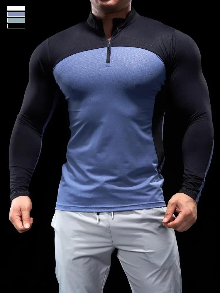 Collants homme automne-hiver fitness - Polo demi-zip séchage rapide pour running et sport
