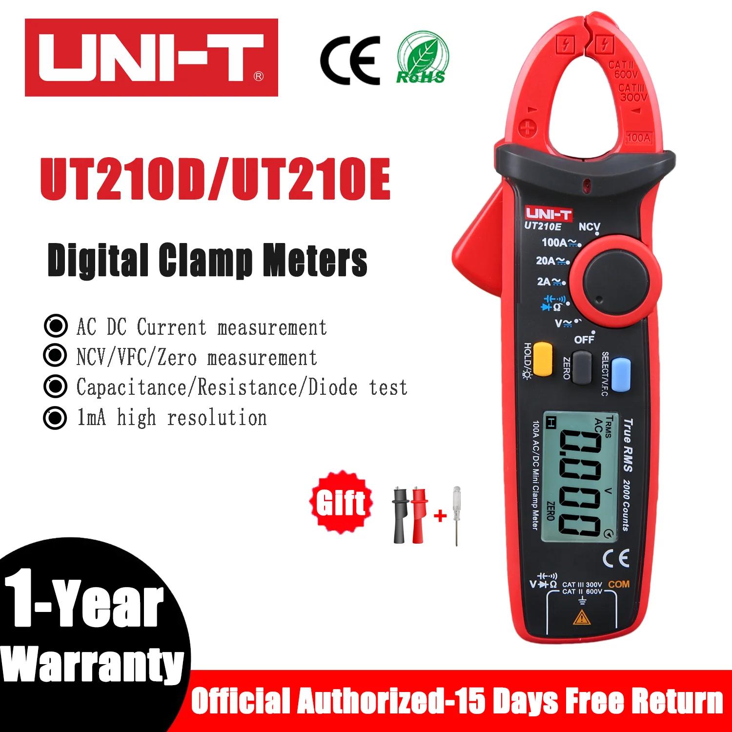 T UT210E Mini pince multimètre de courant numérique AC DC voltmètre de tension 100A ampèremètre