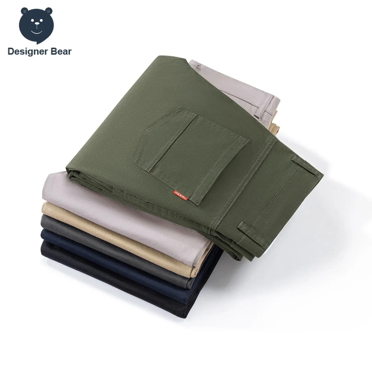 Pantalon décontracté pour homme en coton respirant (97 %) – Collection Printemps-Été – Coupe droite