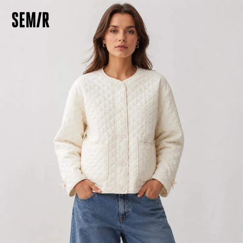 Semir manteaux femmes rembourré texturé diamant couche intérieure ample décontracté 2025 hiver cordon léger coton vestes