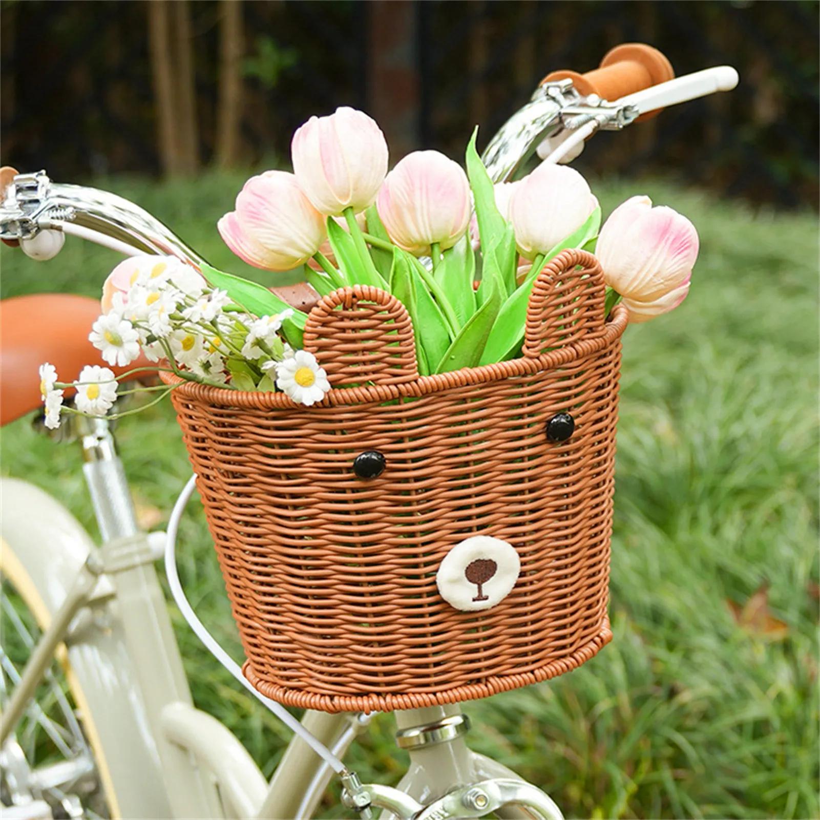 Panier avant de vélo tressé vintage pour vélo d'équilibre