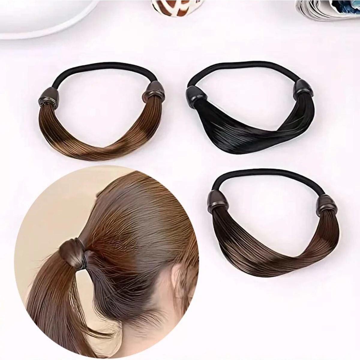 Élastique à cheveux, Attache pour perruque artificielle, Anneau à cheveux tendance pour perruque, Accessoire élastique pour queue de cheval droite
