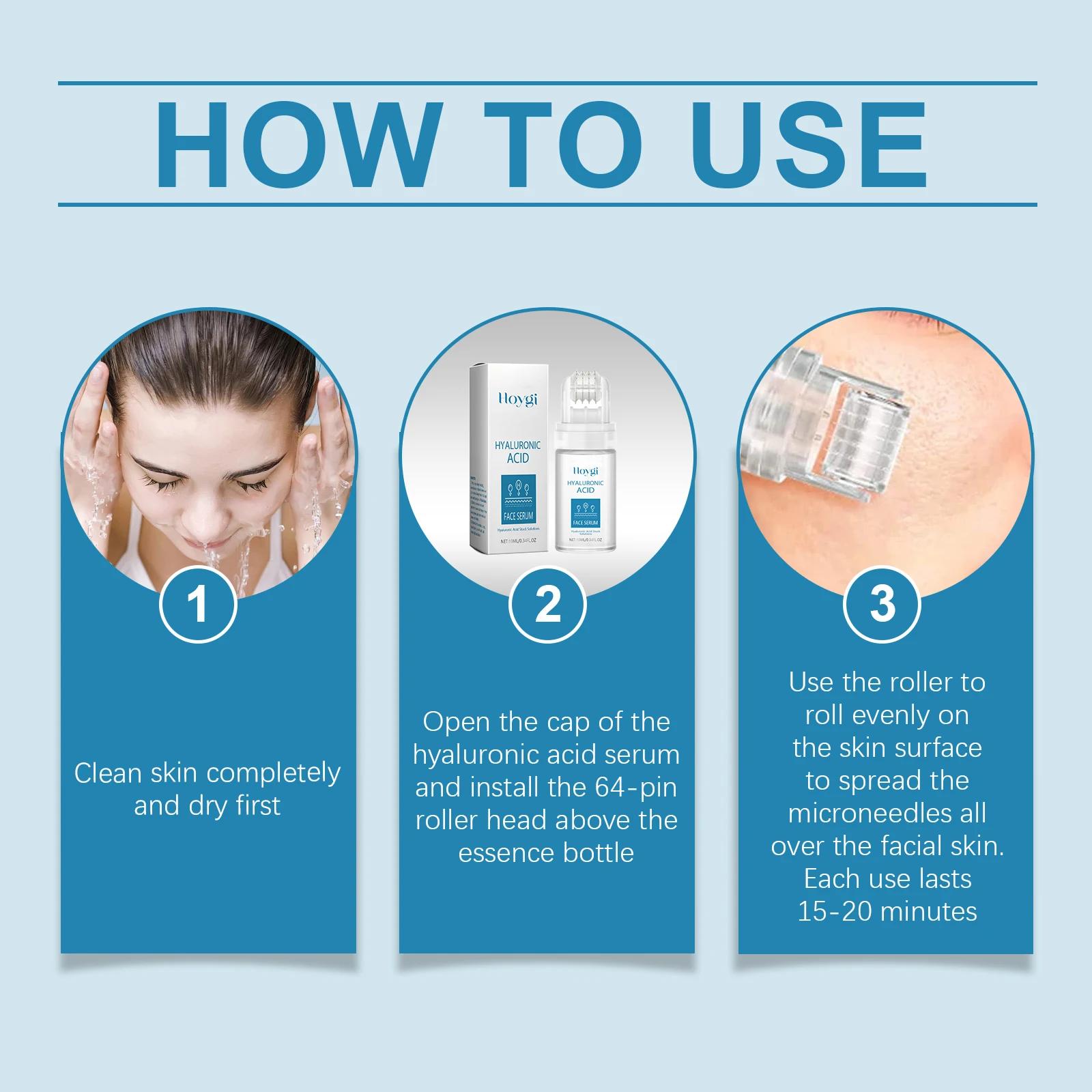 Sérum Visage à l'Acide Hyaluronique 10ML avec Applicateur à Billes – Hydratation Profonde