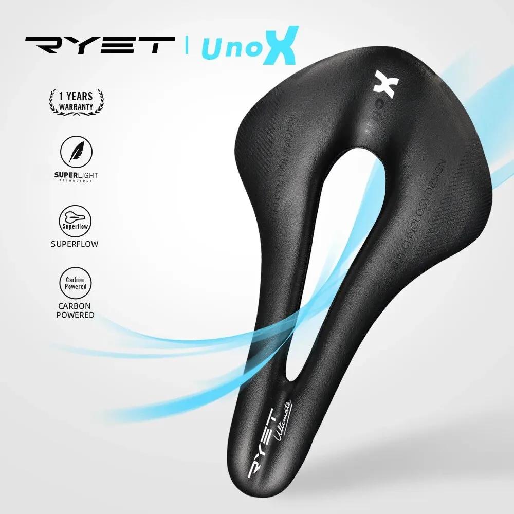 Selle vélo carbone RYET ultra léger cuir - Siège route VTT racing ovale rail 7x9 coussin doux