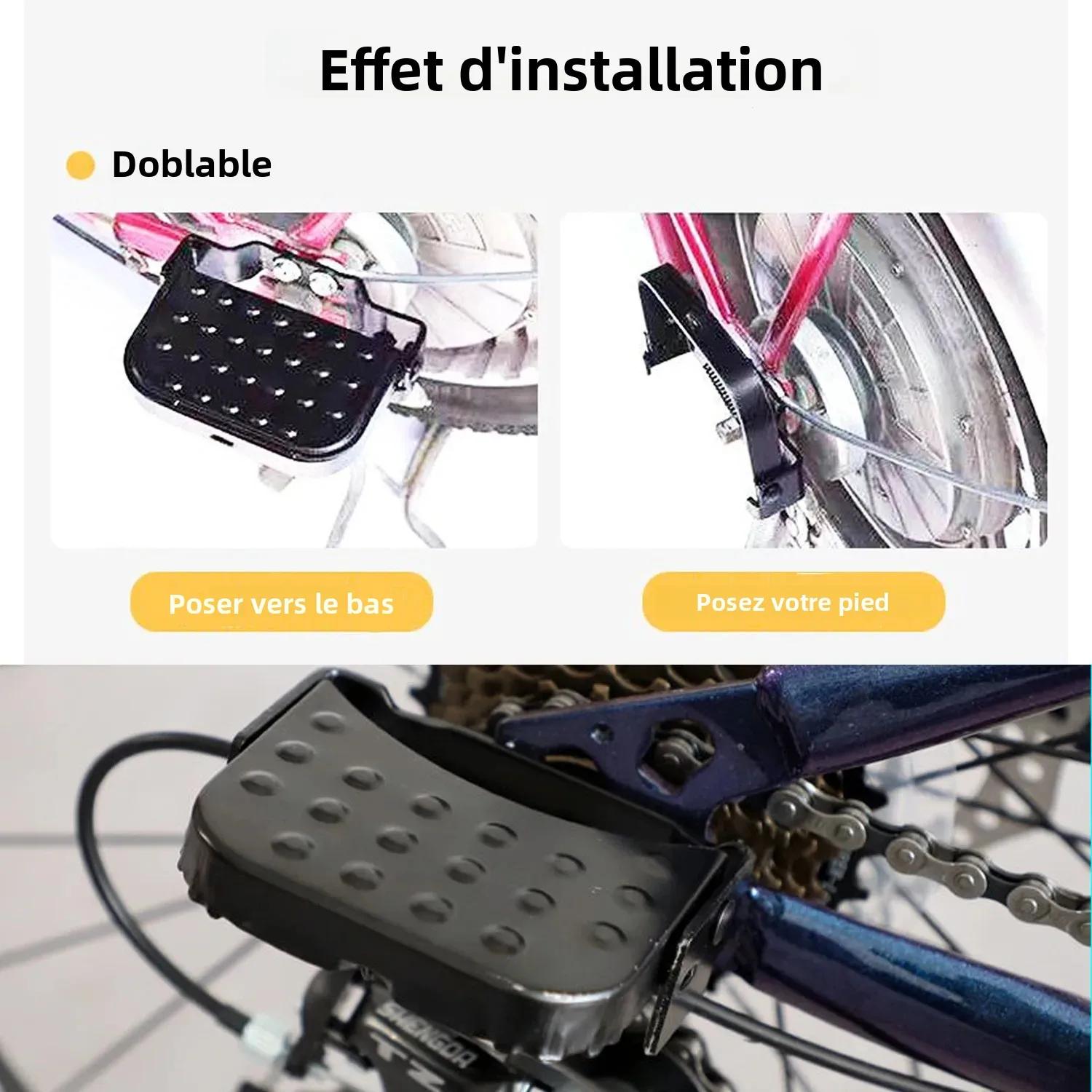Repose-pieds pliant universel pour vélo électrique, avec ressort élastique, conception surdimensionnée, finition peinture résistante à la rouille