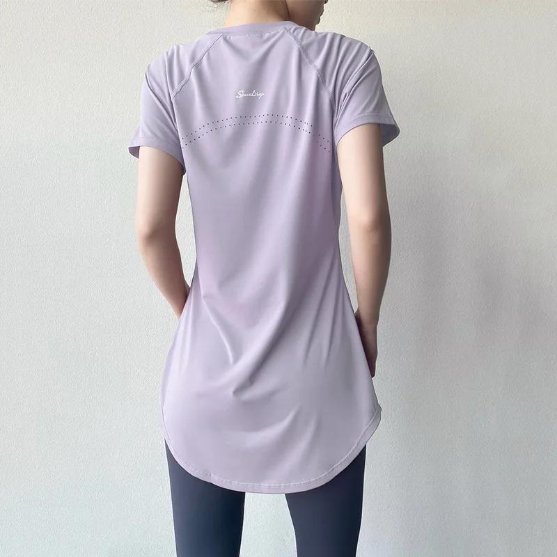 T-shirt sport femmes manches courtes fitness - Yoga séchage rapide respirant slim 2026