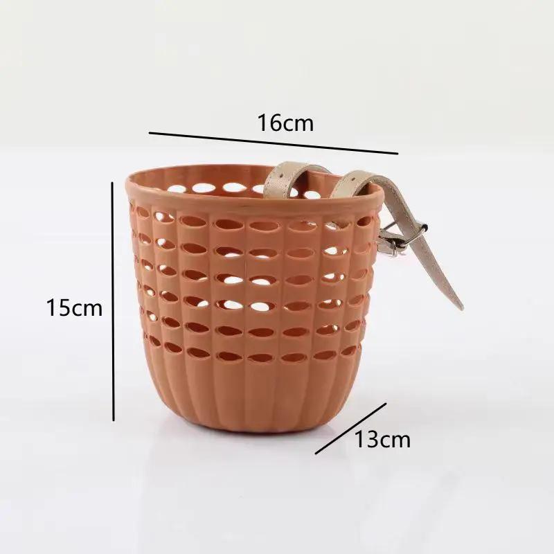 Panier de vélo pour enfants, panier de rangement durable avec sangles réglables en PU, panier de guidon pour enfants, filles, cyclisme en plein air, tout-petits