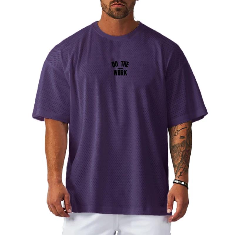 T-shirt oversize homme fitness été - Maille respirante pour gym