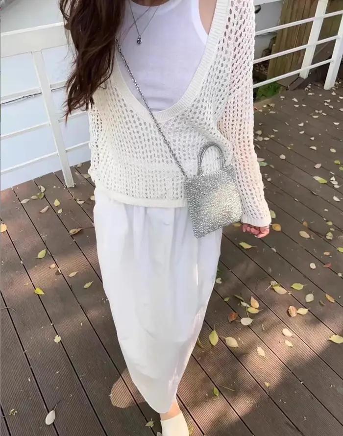 Nouveau sac en tricot à chaîne, design de niche, sac bandoulière/sac à main, petit sac carré populai