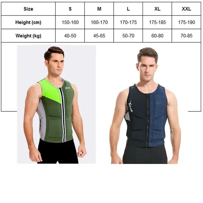 Gilet de sauvetage en néoprène avec fermeture éclair pour adulte, veste de flottabilité pour sports