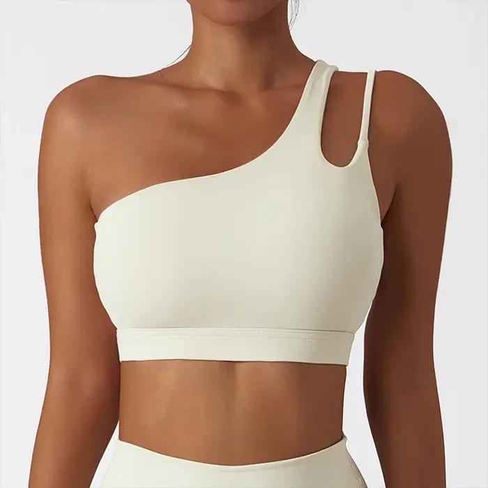 Soutien-gorge de Yoga confortable à sangle unique, coussinet de poitrine, haut de sport, extensible,