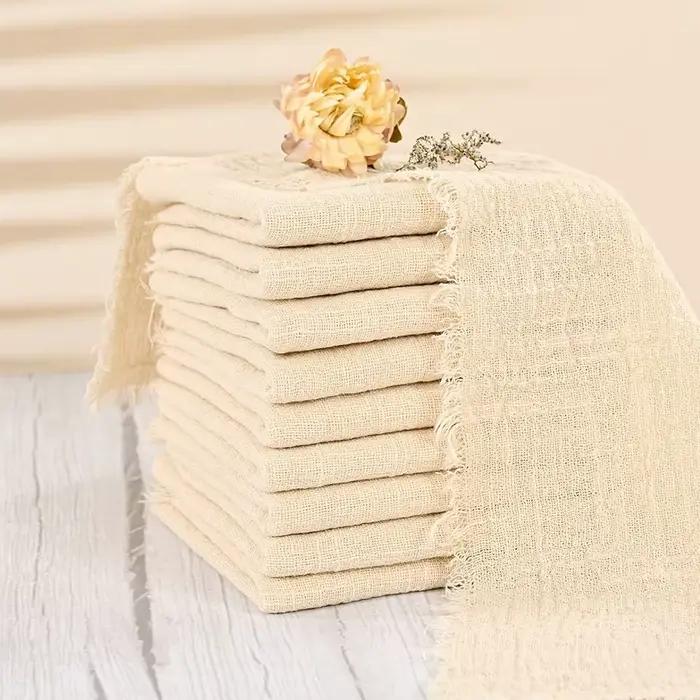 Serviettes en gaze de coton faites à la main, torchon réutilisable, fête de mariage, décor de table
