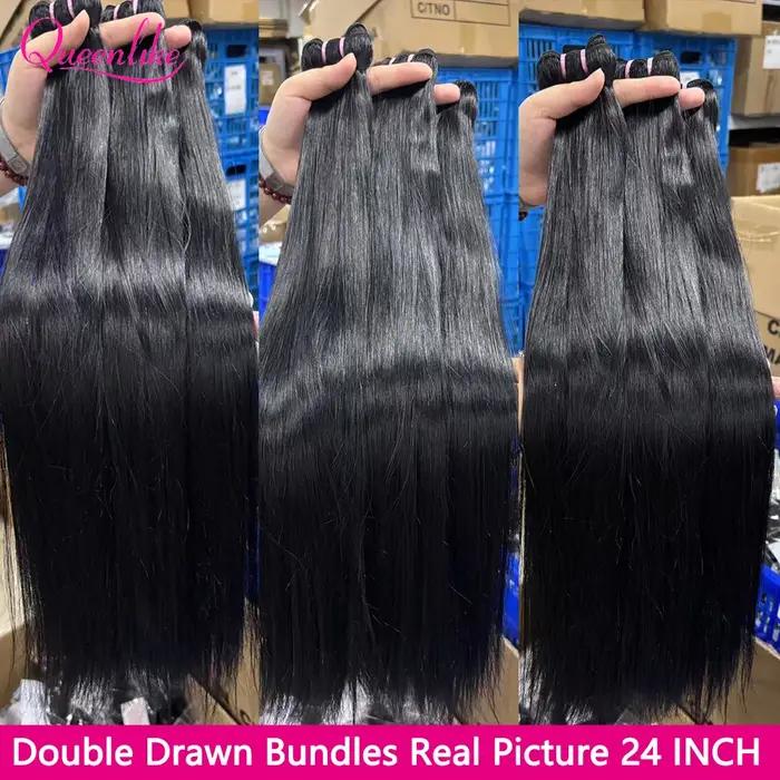 Mèches vietnamiennes lisses à Double tirage 15A, 24 pouces, 100% vrais cheveux humains, lots de 1/3
