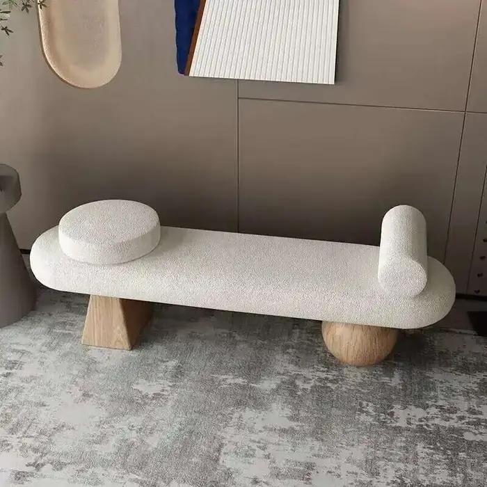 Tabouret à chaussures nordique en bois massif, créatif, en laine, pour porte de canapé, sens senior,
