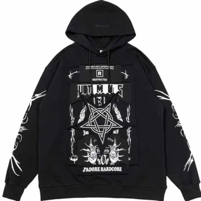 Sweat-shirts à capuche oversize pour femmes et hommes avec logo VT Pentagram brodé, collection autom