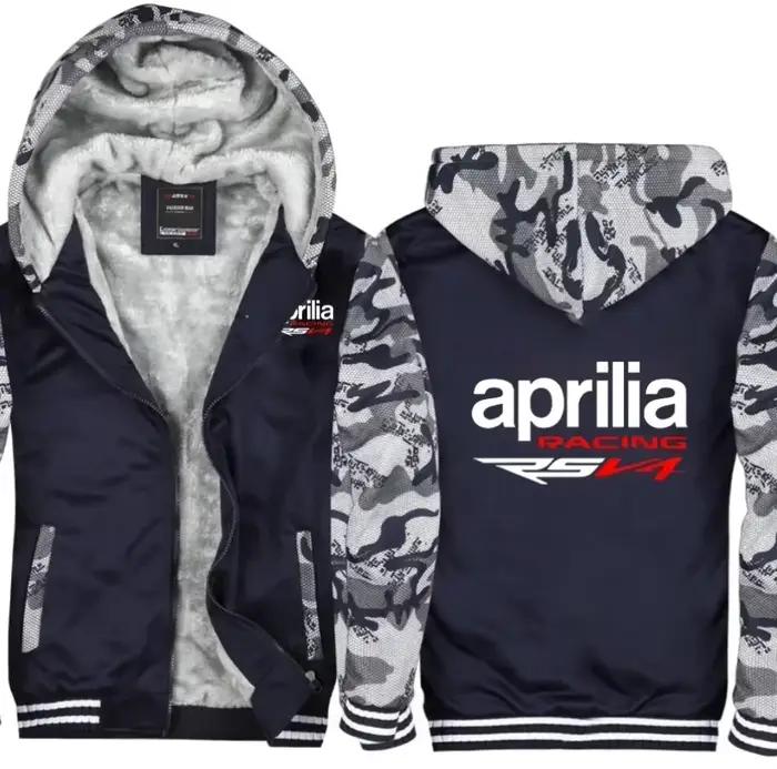 Nouveau hiver imprimé APRILIA logo de voiture épaissi manteau décontracté hommes fermeture éclair ho