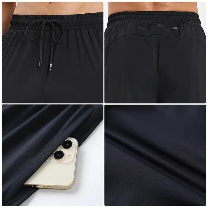 FJFitness-Leggings d'entraînement musculaire pour hommes, pantalon moulant de glace, rayé, coulée, h
