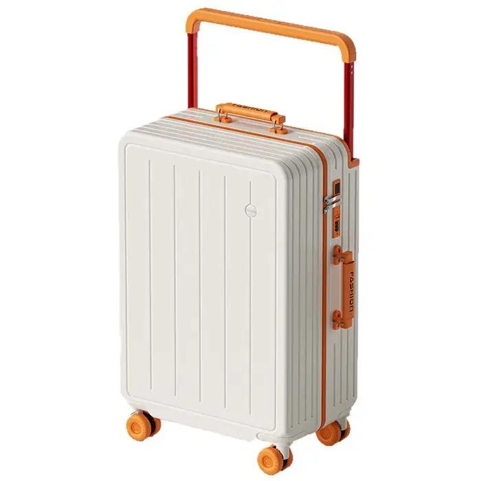 Nouvelle valise à poignée large, grande capacité, valise bicolore avec fermeture éclair et serrure à