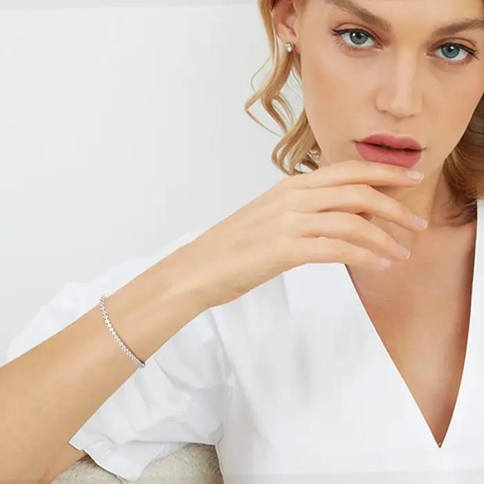 MooSuun – Bracelet de Tennis en diamant Moissanite, 3mm à 6.5mm, pour femmes et hommes, bijoux fins