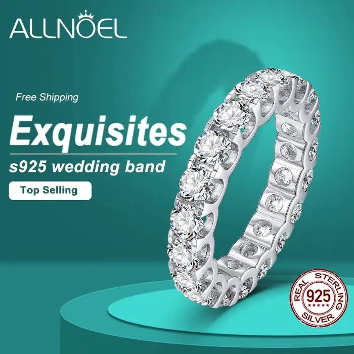 ALLNOEL 2mm bague Moissanite complète pour femmes couleur D VVS1 femme bague à queue unique 925 bagu