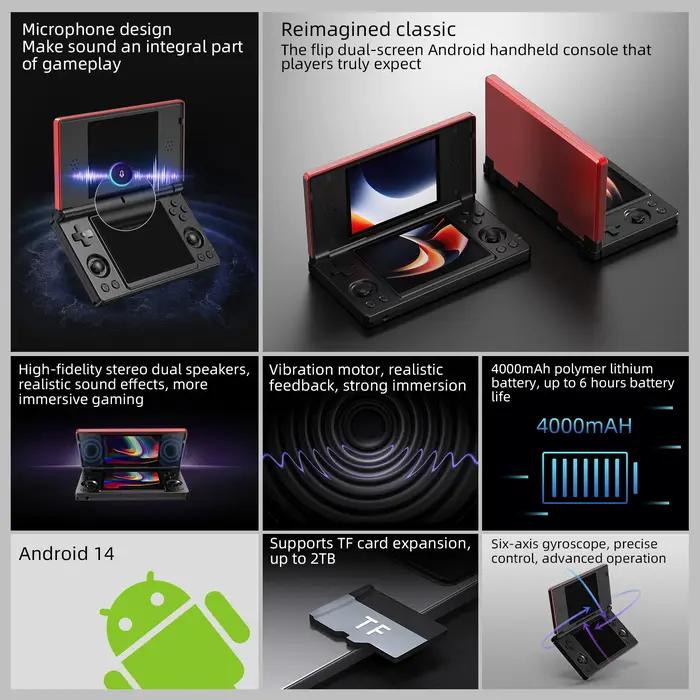 Anbernic RG DS Console de jeu portable 4 "IPS double écran Android 4000mAh lecteur de jeux vidéo rab