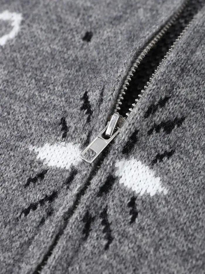 Cardigan Jacquard décontracté pour femmes, ample, col montant, poches zippées, pull assorti avec tou