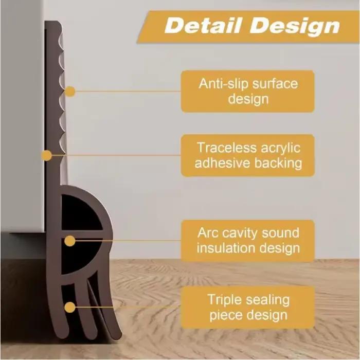 Bande d'étanchéité pour bas de porte, 1m, auto-adhésive, isolation phonique, antivol, étanche, décor