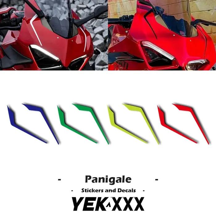 Autocollant avant de coque de carénage, lignes réfléchissantes, couleur métallique, pour Ducati Pani
