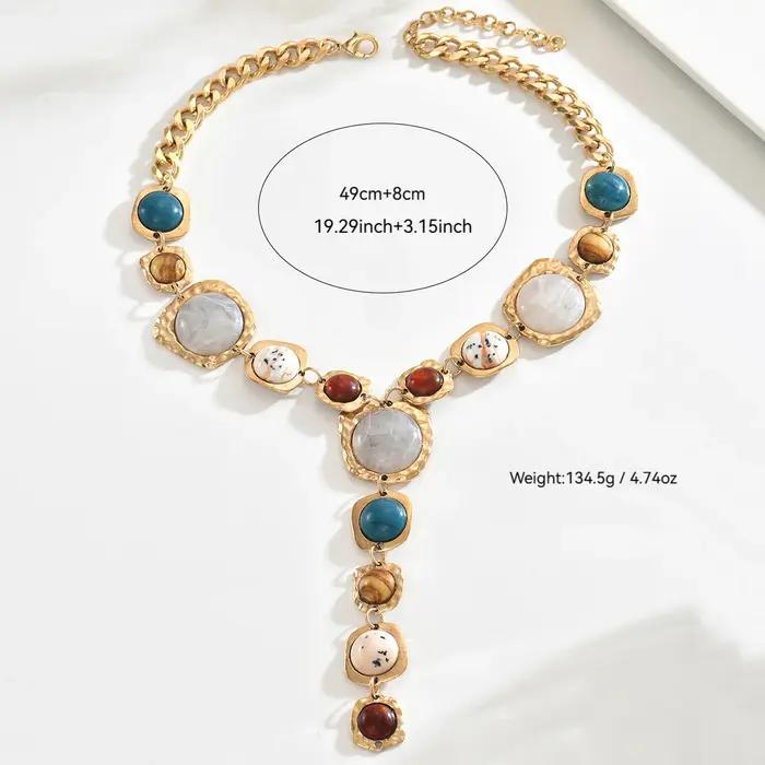 Collier Long Vintage exagéré en forme de Y pour femmes, élégant, épais, pendentif géométrique, style