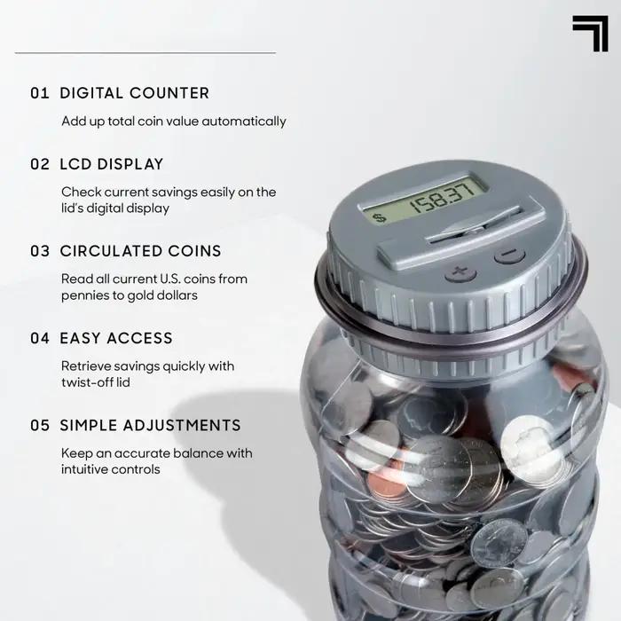 Tirelire intelligente à piles avec écran LCD, figurines de pièces de monnaie numériques, maintien de
