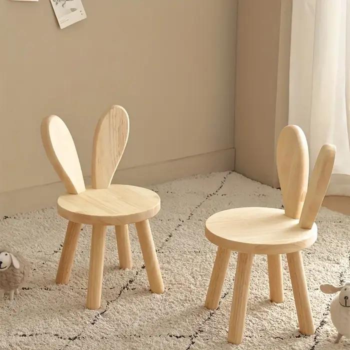 1pc petit tabouret créatif, oreilles de lapin mignonnes petit tabouret en bois massif, tabouret déco