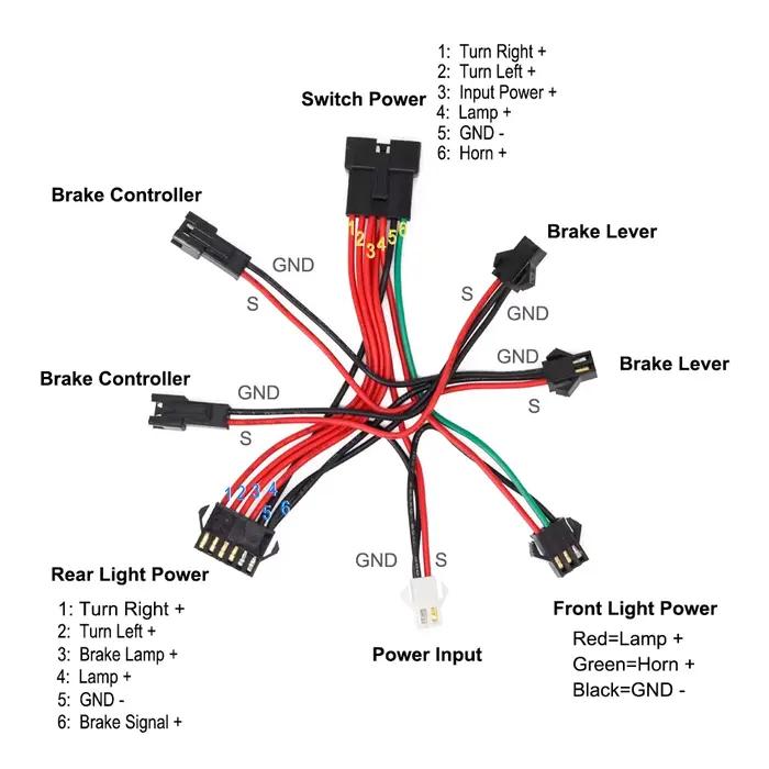 Jeu de feux arrière de frein avant de vélo électrique, pour batterie 36V 48V, contient un interrupte