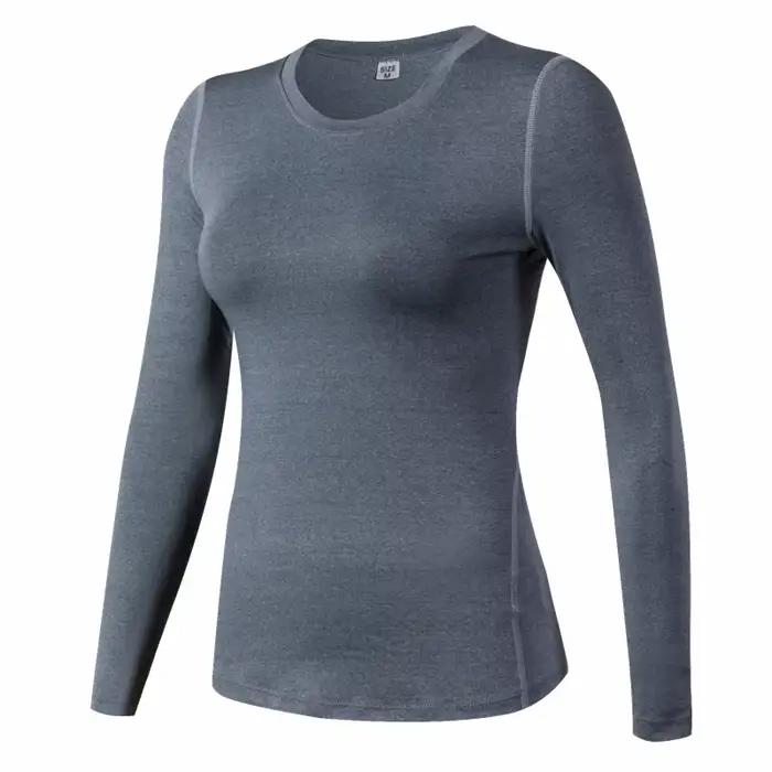 Couche de Base Fitness Sport chemise séchage rapide femmes manches longues haut Gym jogging dame T-s