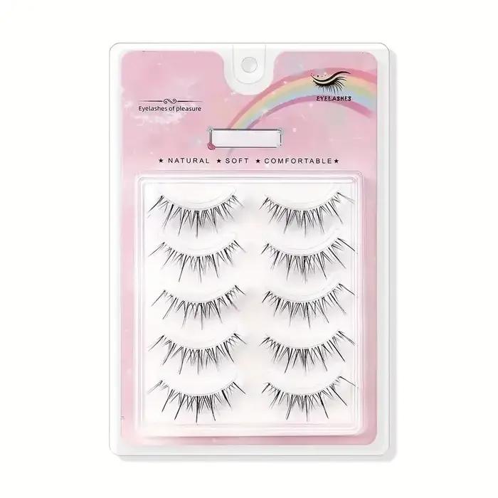 5 paires d'extensions de cils ondulées à tige transparente - réutilisables, faciles à appliquer, d'a